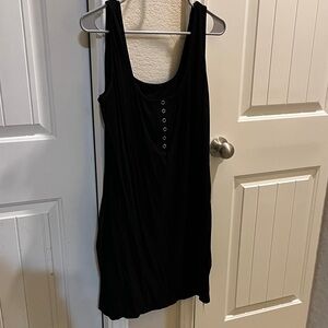 Cider Black Dress with Button Accents